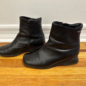 Mephisto chunky black square toe leather ankle boots